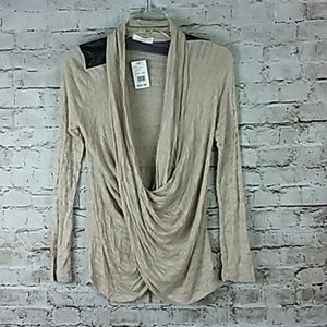 Renee C Top Size Medium Brown New Stitch Fix Drape Neck Long Sleeve
